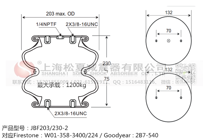 JBF203/230-2橡膠<a href='http://m.msabry.com/' target='_blank'><u>空氣彈簧</u></a>