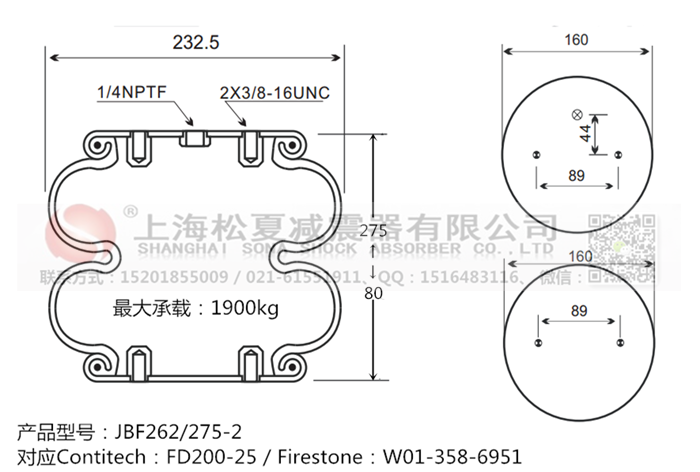 JBF262/275-2橡膠<a href='http://m.msabry.com/' target='_blank'><u>空氣彈簧</u></a>