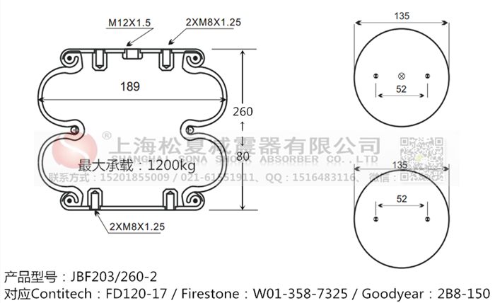 JBF203/260-2橡膠<a href='http://m.msabry.com/' target='_blank'><u>空氣彈簧</u></a>