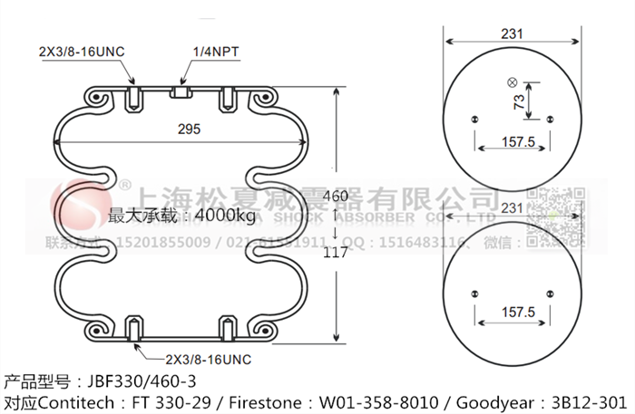 JBF330/460-3橡膠<a href='http://m.msabry.com/' target='_blank'><u>空氣彈簧</u></a>